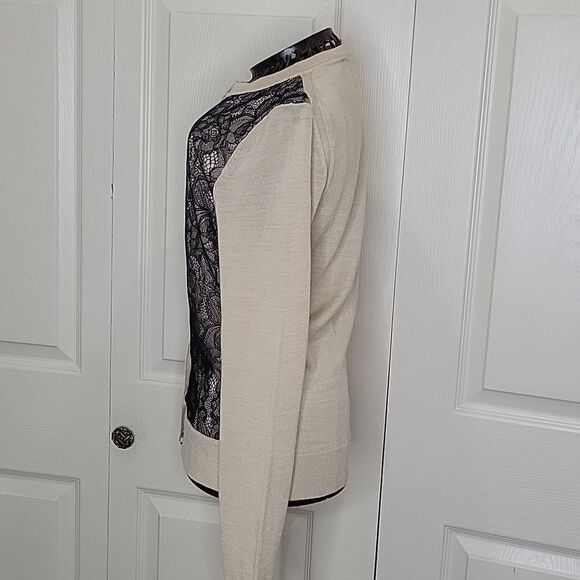 LOFT Tan Cardigan with Black Lace Bodice Size XS - Picture 5 of 9